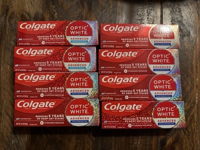 8 Pc Lot Colgate Optic White Advanced STAIN PREVENTION Mint Toothpaste 3.2oz