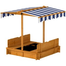 Weather Resistant Kids Sandbox with Foldable Benches and Canopy Lid