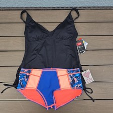 TYR Durafast Women Black V-Neck Tank Florina Jada Bottom Sz M 8 New