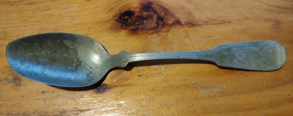 Juego de 7 cucharas soperas de alpaca alemana plata antigua genuina de la era de la Guerra Civil Foto 2 de 4