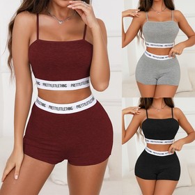 Sexy Women Pajamas Set Cami Shorts Nightwear Lace Floral Lingerie Sets Sleepwear