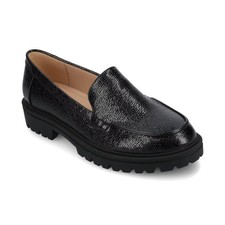 Women's Journee Collection Erika Lug Sole Loafers Lizard Black