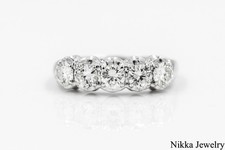 1.01 CT Natural Diamond 14K White Gold Half Eternity Band Engagement Ring Size 6