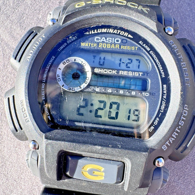 Casio G-Shock DW-9052 3232 Men's Wrist Watch Black Yellow READ DESC/FLAWS