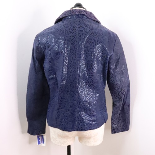 Chaqueta de cuero Steve Madden para mujer L azul estampado animal años 90 Y2K nueva con etiquetas - Imagen 6 de 14