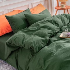 Duvet Cover Set Queen Size Linen Feel Textured Organic Natural 100 Washed Co...