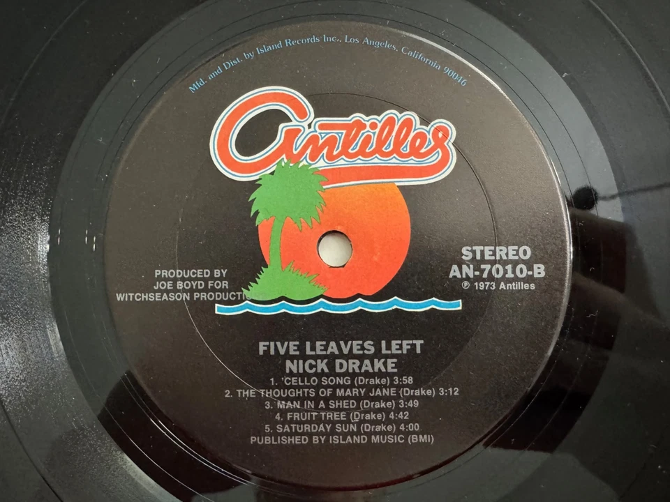 Nick Drake LP "Five Leaves Left" Antilles 7010 1st Press RARE Psych ~ 1973 ~ NM - Image 4 of 4