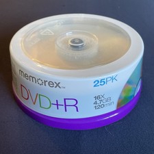 MEMOREX DVD R 25 PACK DISC 16 X 4.7 GB 120 MINUTE BLANK NEW SEALED 