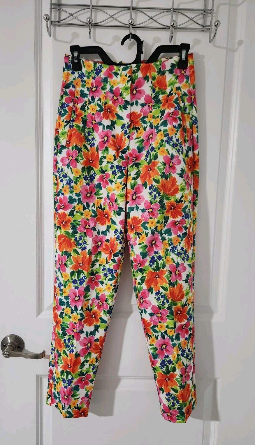 Stunning ZARA trousers fitted  Women's floral straight leg Pants Pockets Size S thumbnail 3