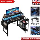 Versatile 100cm L-Shaped Desk with Monitor Stand & LED Lights – Carbon Finish