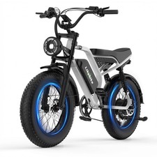 Electric Bike 1500W Peak 20" Dirt Ebike Fat Tire 48V 20Ah for Adults bike White