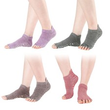 4 Pair Women's Yoga Five-finger Socks Anti- Skid Pilates Barre Sports