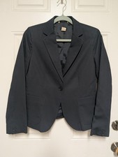 J. Crew Blazer Jacket Size 8 Women's Navy Blue One-Button Lined Casual Cotton