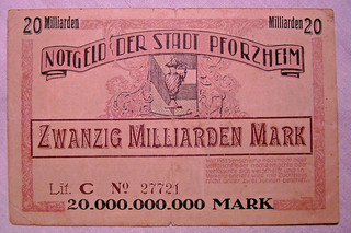 175) PFORZHEIM Stadt ★★★ 20 Milliarden Mark 21. Aug. 1923 ★★★