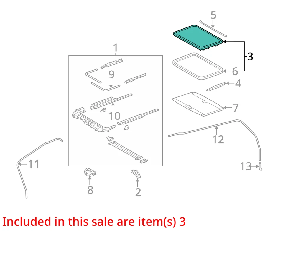 (LOCAL PICKUP ONLY) Roof Glass Single Panel Front Fits 11-20 SIENNA 3012966 Foto 3 de 4
