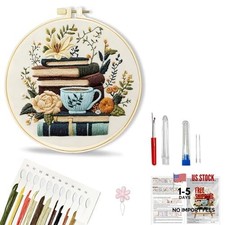 Flowers Embroidery Kit for Beginners - Stamped Books Flowers Pattern Cross