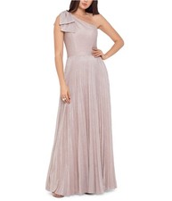 XSCAPE Womens Glitter One Shoulder Gown Dress, blush, 10