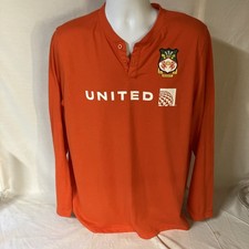 United Polaris Mens Wrexham Orange Pajama Henley Long Sleeve Sleep Shirt L / XL