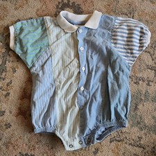 VTG Oshkosh B'Gosh Boys Bodysuit Top 6-9 Months USA Patch Work Polo