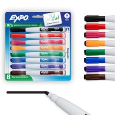 Magnetic Dry Erase Markers with Eraser, Fine Tip, Assorted, 8 Count