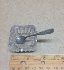 Westmoreland Sterling Silver Salt Spoon &Glass Salt Cellar Antique Dining Classy
