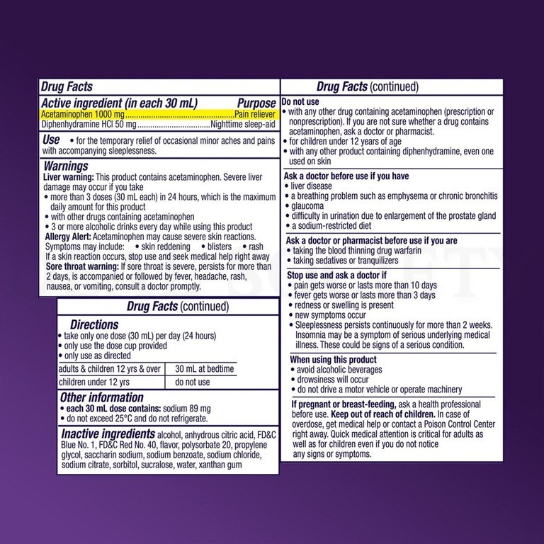 Vicks PainQuil PM Pain Relieving Liquid Midnight Cherry 12oz Lot of 2