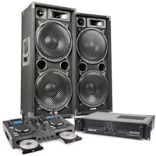 MAX212 Dual 12" Passive DJ PA Speaker Kit with Amplifier and CD Mixer - 2800W
