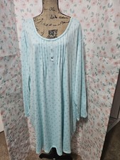 CROFT  BARROW, WOMEN'S NEW AQUA POLY BL LONG SLEEVED GEO NIGHTGOWN, SIZE 4X