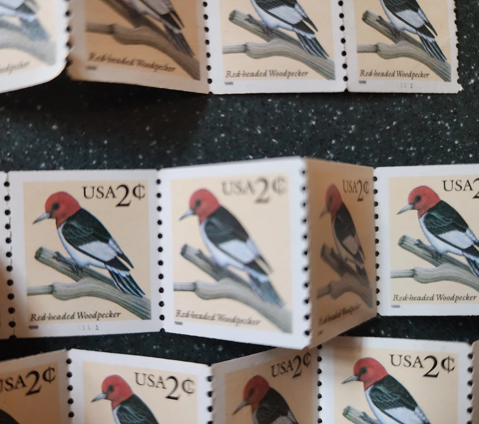 STAMPS FROM 1999! Red-headed Woodpecker Stamps 2 cent MNH. 58pcs TOTAL! - Image 4 of 4