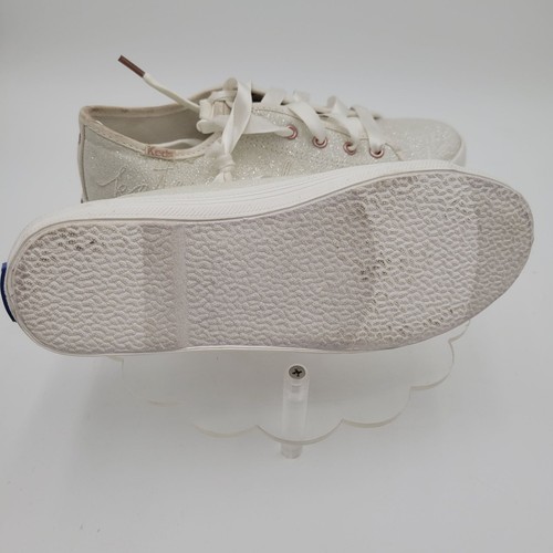 Sneakers donna Kate Spade Keds stringate glitter avorio oro rosa scintillante taglia 7,5 - Foto 12 di 12