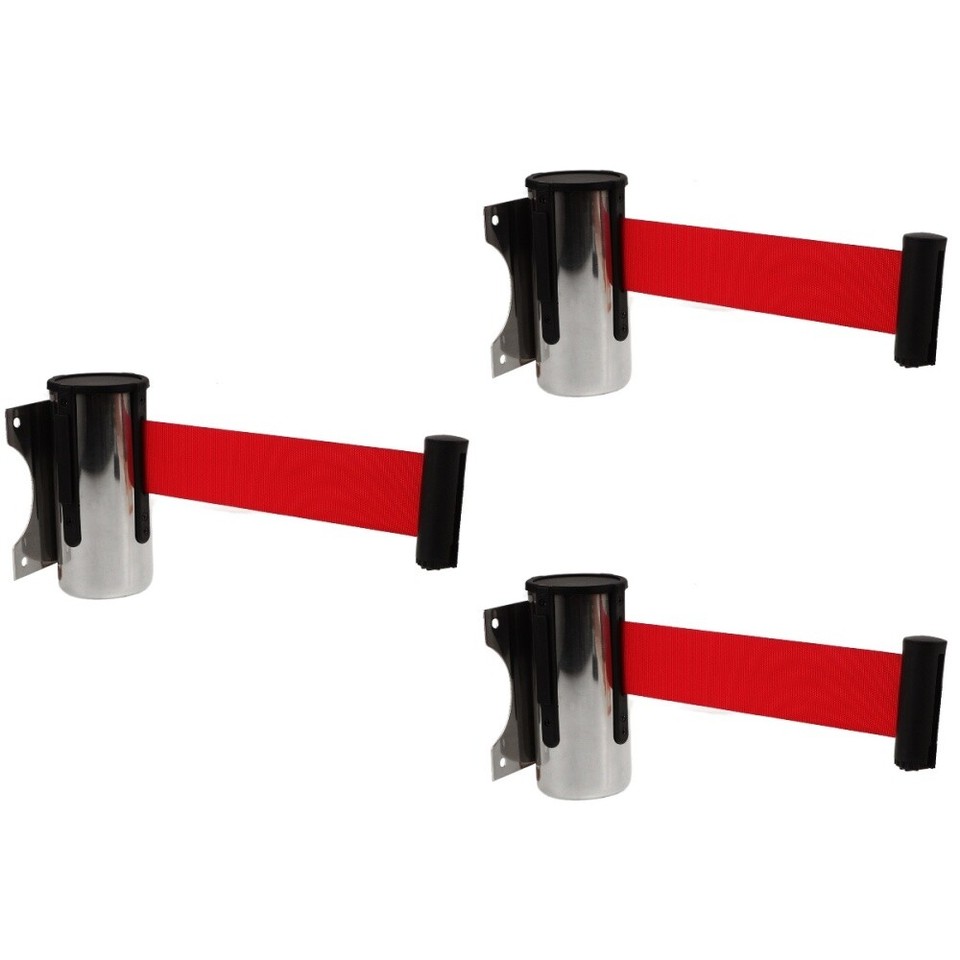 3 Pieces Diagonal Stripes Belt Safety Barrier Railing Telescopic Zone