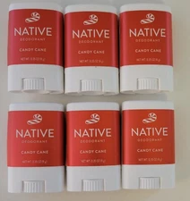 6 Native Limited Edition Holiday Candy Cane Deodorant Mini .35 oz Lot Trial
