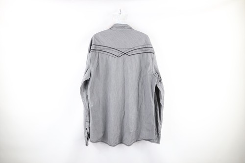 Buckle Black Mens 2XL XXL Slim Fit Thick Stitch Collared Snap Button Shirt Gray - Picture 3 of 5