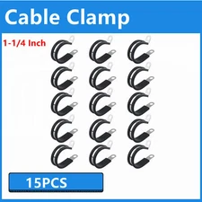 15 Pack 1-1/4 Inch Stainless Steel Cable Clamp, Rubber Cushioned Insulated Metal