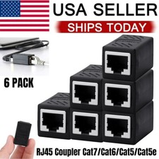 6x RJ45 Inline Coupler Cat7/Cat6/Cat5e Ethernet Network Cable Extender Connector