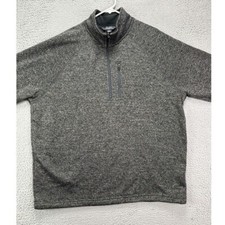 Eddie Bauer Sweater Mens 2XL Grey Fleece Lined Quarter Zip Pullover Sweatshirt