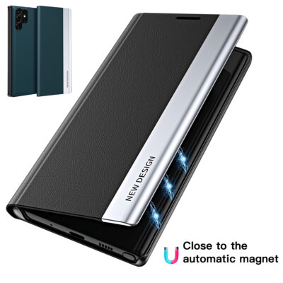 For Samsung Galaxy S24 Ultra S23 S22 S21 Magnetic Case Leather Flip Stand Cover