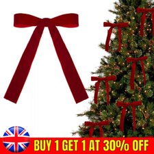 24Pcs Velvet Bow,Velvet Bows for Christmas Tree,Christmas Home Garland Decor UK