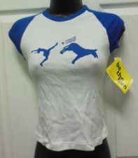 BE THE BUN Babydoll T shirt Royal White Large Child RUNS 2 sizes small