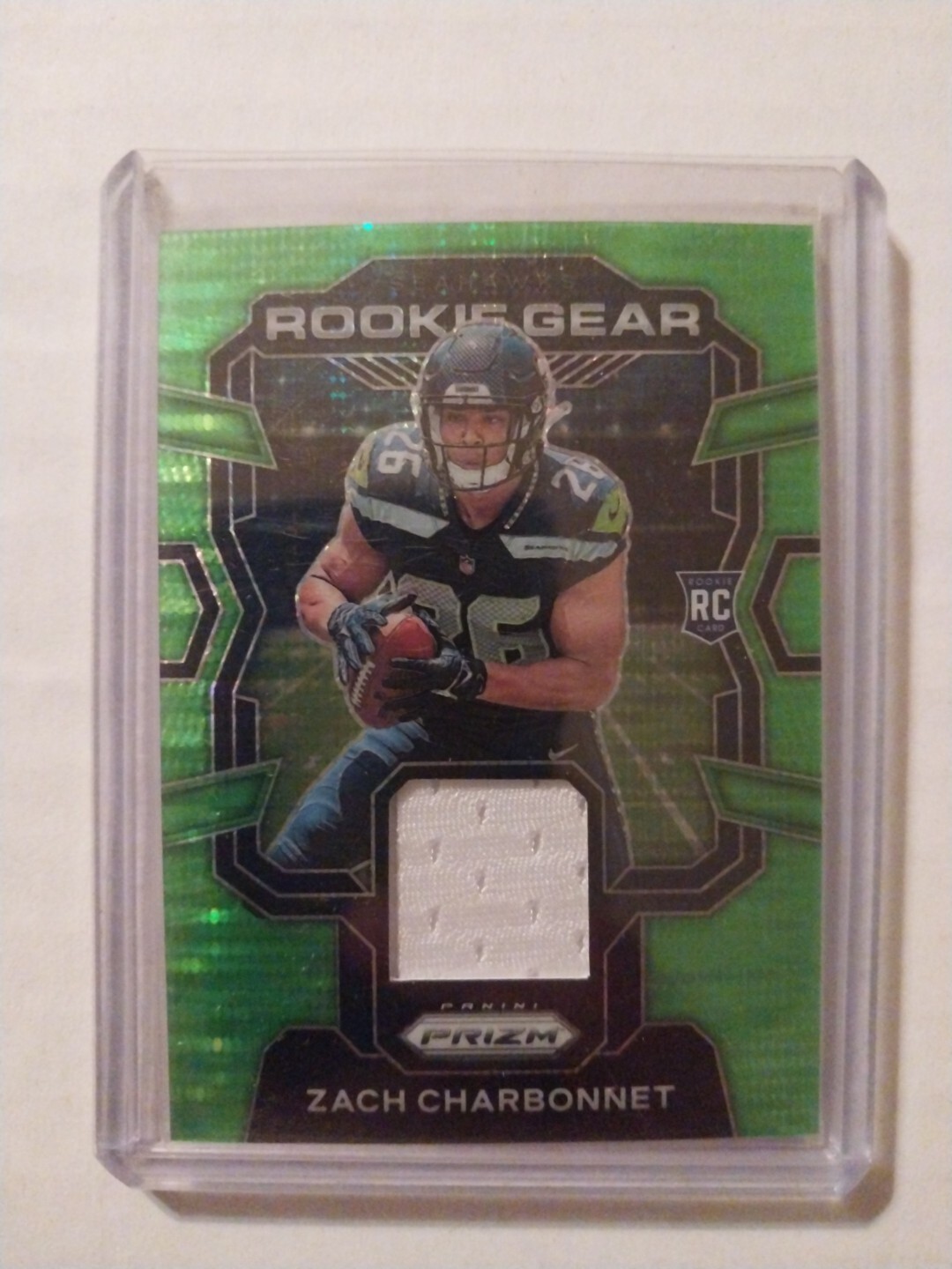 2023 Prizm Rookie Gear Neon Green Pulsar Zach Charbonnet MEM #RG-ZC