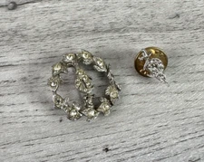 Vintage Set Shriners Sword & Cresent Moon Rhinestone Brooch and Tie Pin