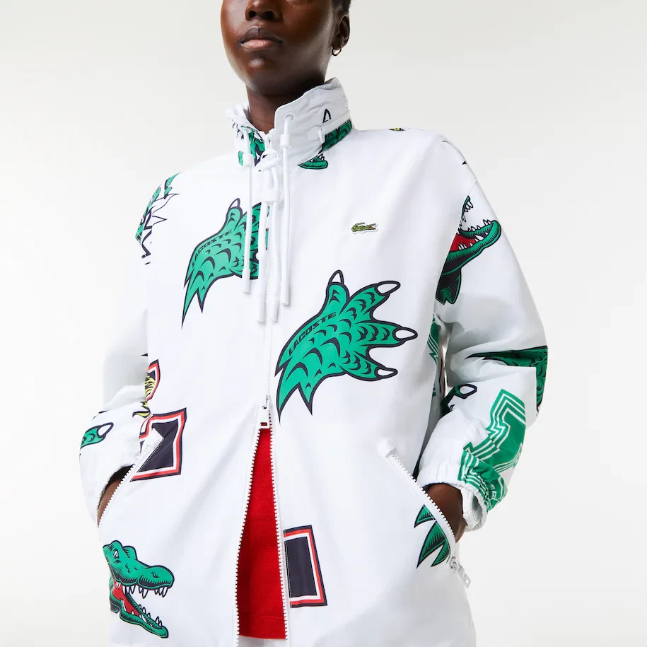 LACOSTE Unisex Holiday WR Taffeta Jacket BH1481 SBH Blanc Vert M