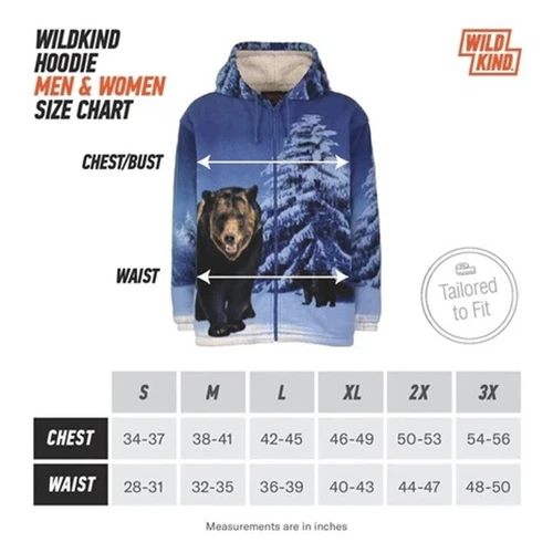 Wildkind Wolf Snow Grey Jacket Wolves Sherpa Fleece Hoodie Blue Sweater M-3X image 6