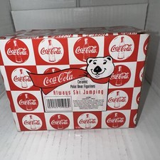 Coca -Cola Polar Bear 1995 Porcelain Figurine Always Ski Jumping W/BOX