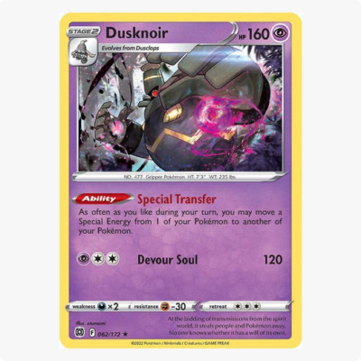 Dusknoir 062/172 Brilliant Stars Pokemon TCG Holo Rare