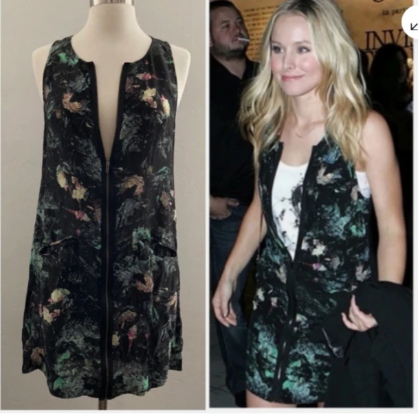 Vestido Artístico Vena Cava Para Mujer 100% Seda Talla 4 Cremallera Abstracto ASO Celebridad Foto 2 de 4