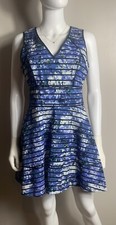 Banana Republic Fit & Flare A-Line Dress Womens 10P Blue Floral Sleeveless