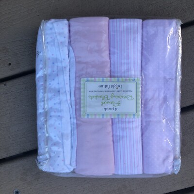 bright future flannel cotton receiving blanket 4 pack pink Striped Solid Dots