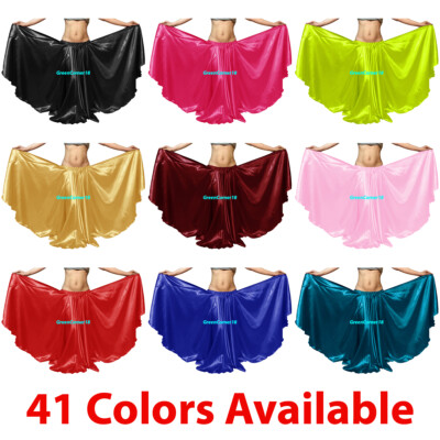 Satin 16 Yard Double Circle Skirt Belly Dance Gypsy Tribal Flamenco Boho  Jupe IN