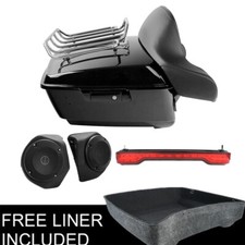 13.7'' King Trunk Pad w/ Speakers Tail Light Fit For Harley Touring Gldie 14-26